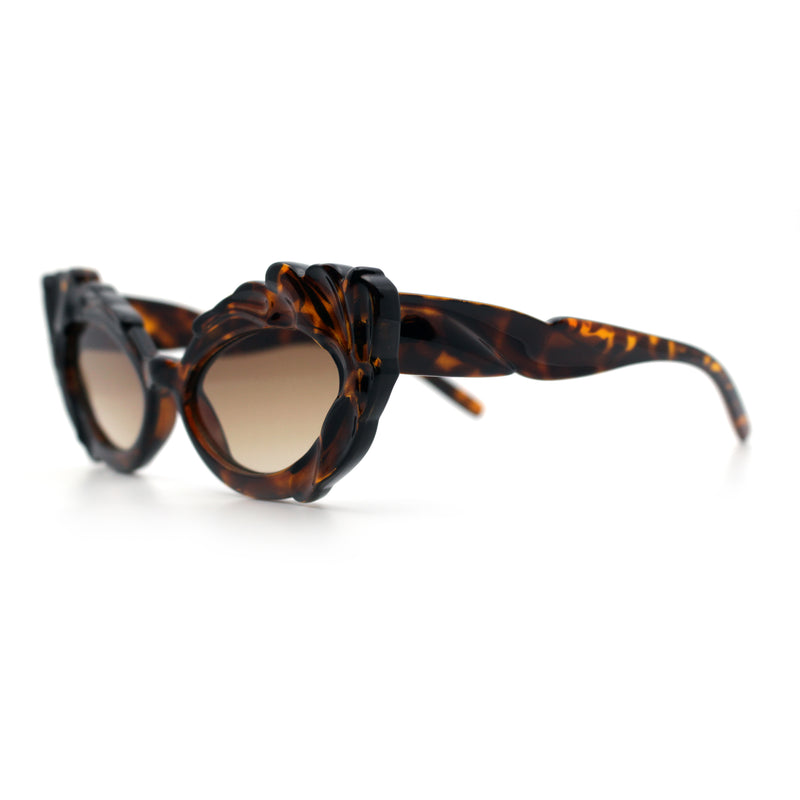 Womens Floral Thick Plastic Foliage Oval Retro Fashion Plastic Sunglasses