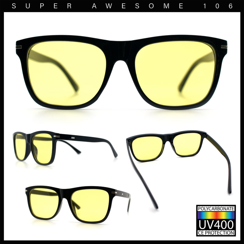 Classic Retro Oversized Horn Rim Hipster Plastic Rectangular Sunglasses