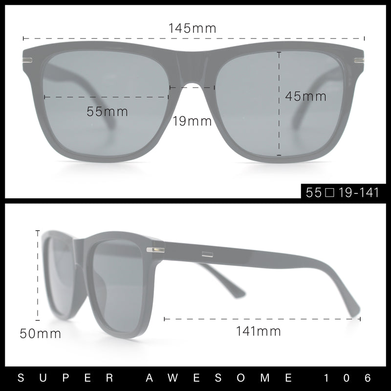 Classic Retro Oversized Horn Rim Hipster Plastic Rectangular Sunglasses