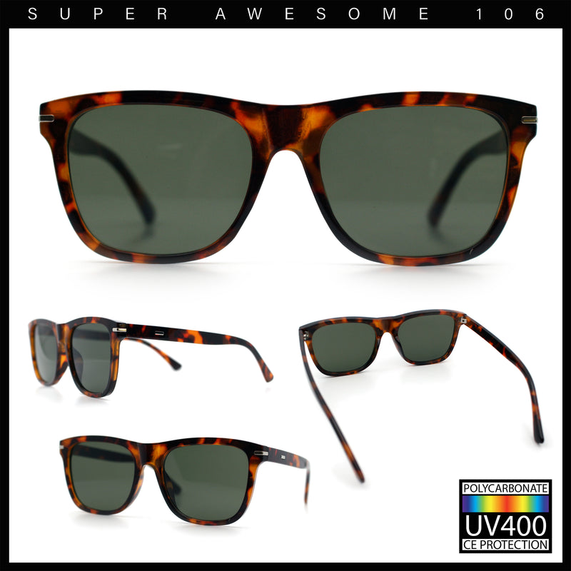 Classic Retro Oversized Horn Rim Hipster Plastic Rectangular Sunglasses