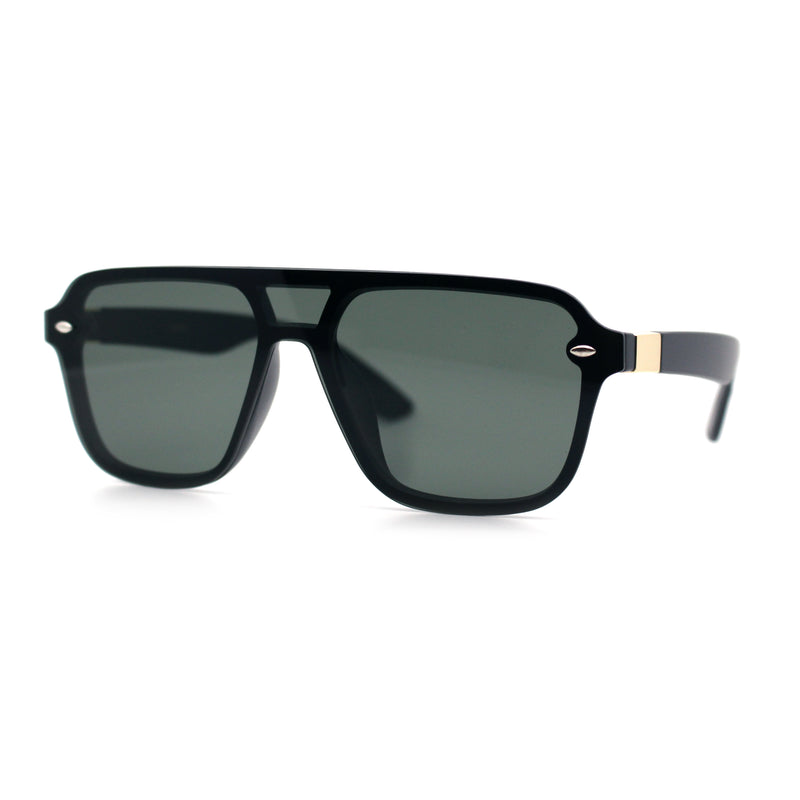 Color Mirror Shield Flat Top Racer Rimless Horn Rim Plastic Sunglasses