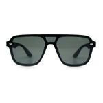 Color Mirror Shield Flat Top Racer Rimless Horn Rim Plastic Sunglasses