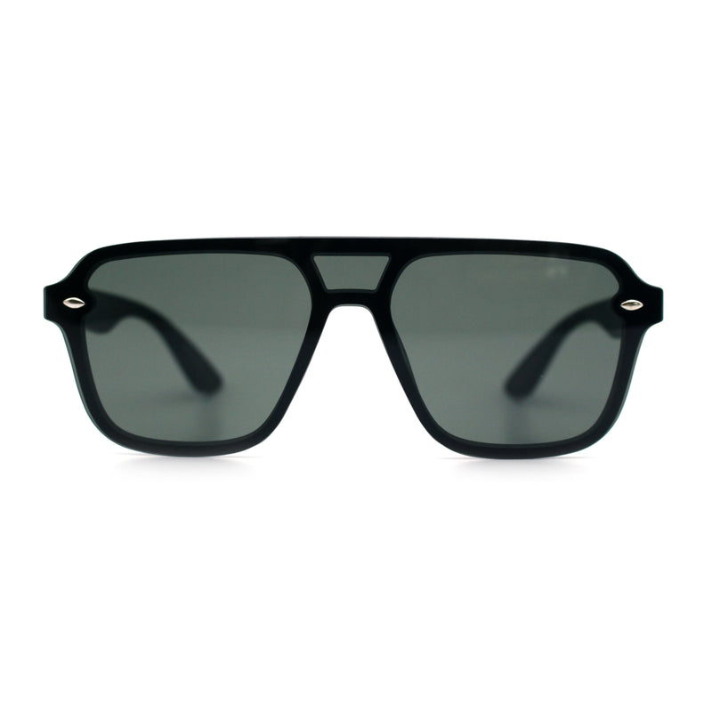 Color Mirror Shield Flat Top Racer Rimless Horn Rim Plastic Sunglasses