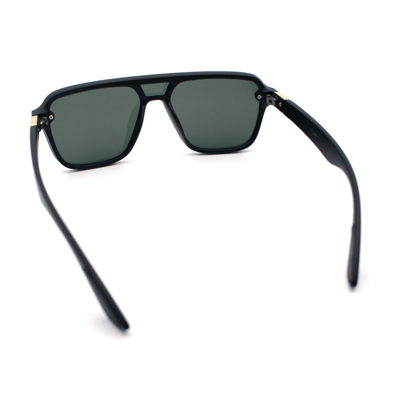 Color Mirror Shield Flat Top Racer Rimless Horn Rim Plastic Sunglasses