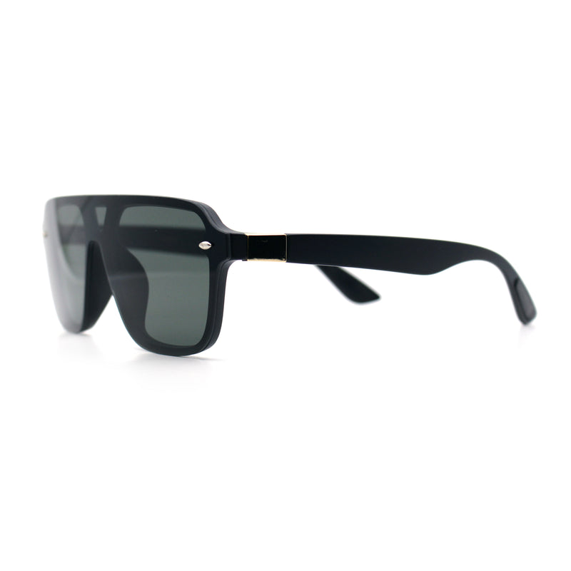 Color Mirror Shield Flat Top Racer Rimless Horn Rim Plastic Sunglasses