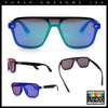 Color Mirror Shield Flat Top Racer Rimless Horn Rim Plastic Sunglasses
