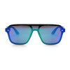 Color Mirror Shield Flat Top Racer Rimless Horn Rim Plastic Sunglasses