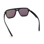Color Mirror Shield Flat Top Racer Rimless Horn Rim Plastic Sunglasses