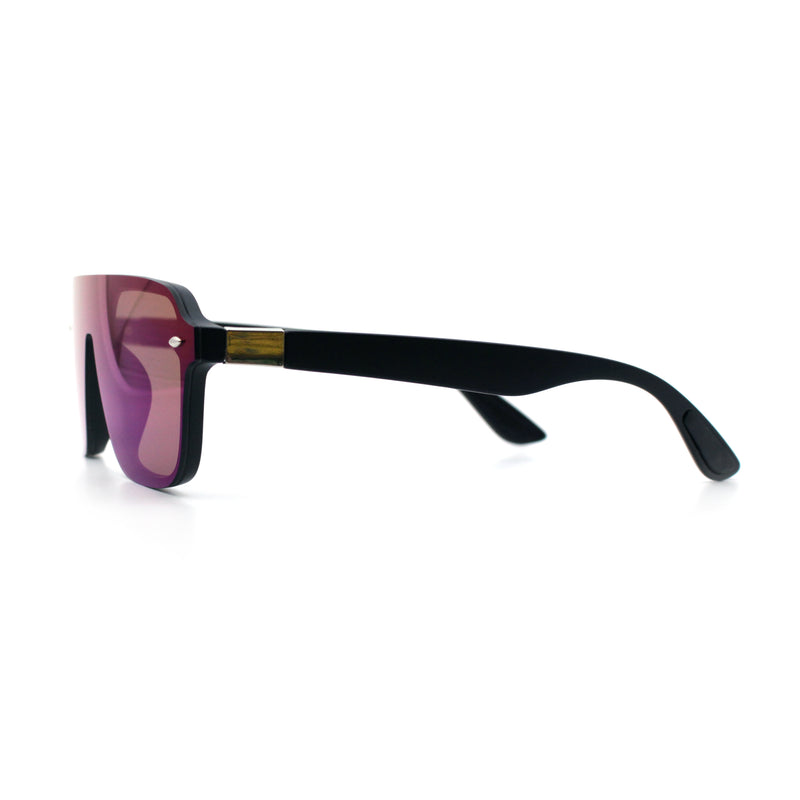 Color Mirror Shield Flat Top Racer Rimless Horn Rim Plastic Sunglasses