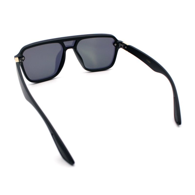Color Mirror Shield Flat Top Racer Rimless Horn Rim Plastic Sunglasses