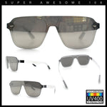 Color Mirror Shield Flat Top Racer Rimless Horn Rim Plastic Sunglasses