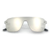 Color Mirror Shield Flat Top Racer Rimless Horn Rim Plastic Sunglasses