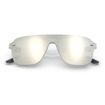 Color Mirror Shield Flat Top Racer Rimless Horn Rim Plastic Sunglasses