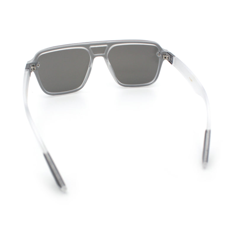 Color Mirror Shield Flat Top Racer Rimless Horn Rim Plastic Sunglasses