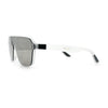 Color Mirror Shield Flat Top Racer Rimless Horn Rim Plastic Sunglasses
