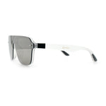 Color Mirror Shield Flat Top Racer Rimless Horn Rim Plastic Sunglasses