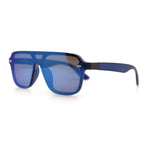 Color Mirror Shield Flat Top Racer Rimless Horn Rim Plastic Sunglasses