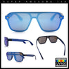 Color Mirror Shield Flat Top Racer Rimless Horn Rim Plastic Sunglasses
