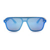 Color Mirror Shield Flat Top Racer Rimless Horn Rim Plastic Sunglasses
