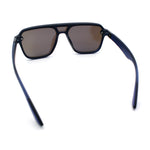Color Mirror Shield Flat Top Racer Rimless Horn Rim Plastic Sunglasses