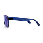 Color Mirror Shield Flat Top Racer Rimless Horn Rim Plastic Sunglasses