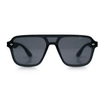 Color Mirror Shield Flat Top Racer Rimless Horn Rim Plastic Sunglasses