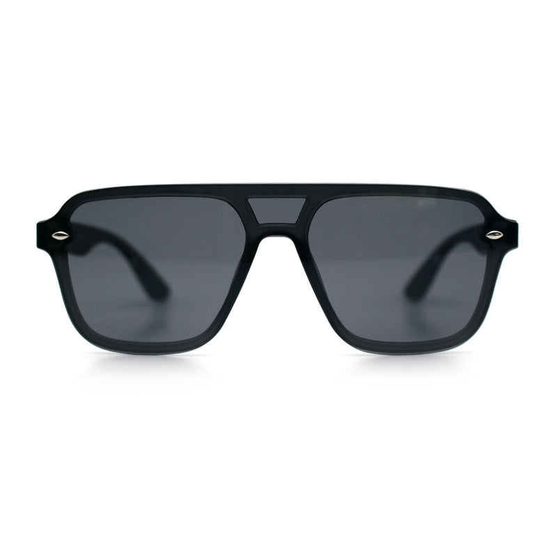 Color Mirror Shield Flat Top Racer Rimless Horn Rim Plastic Sunglasses