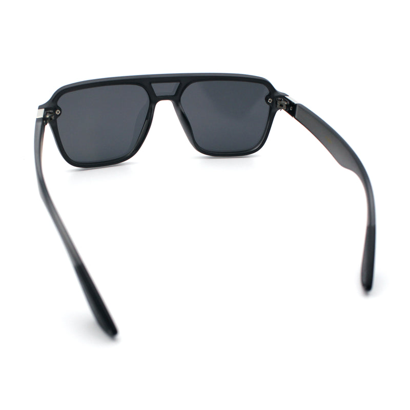 Color Mirror Shield Flat Top Racer Rimless Horn Rim Plastic Sunglasses