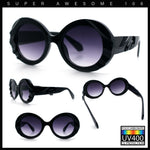 Womens Classy Mod Round Clout Thick Bevel Deco Plastic Retro Sunglasses