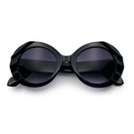 Womens Classy Mod Round Clout Thick Bevel Deco Plastic Retro Sunglasses