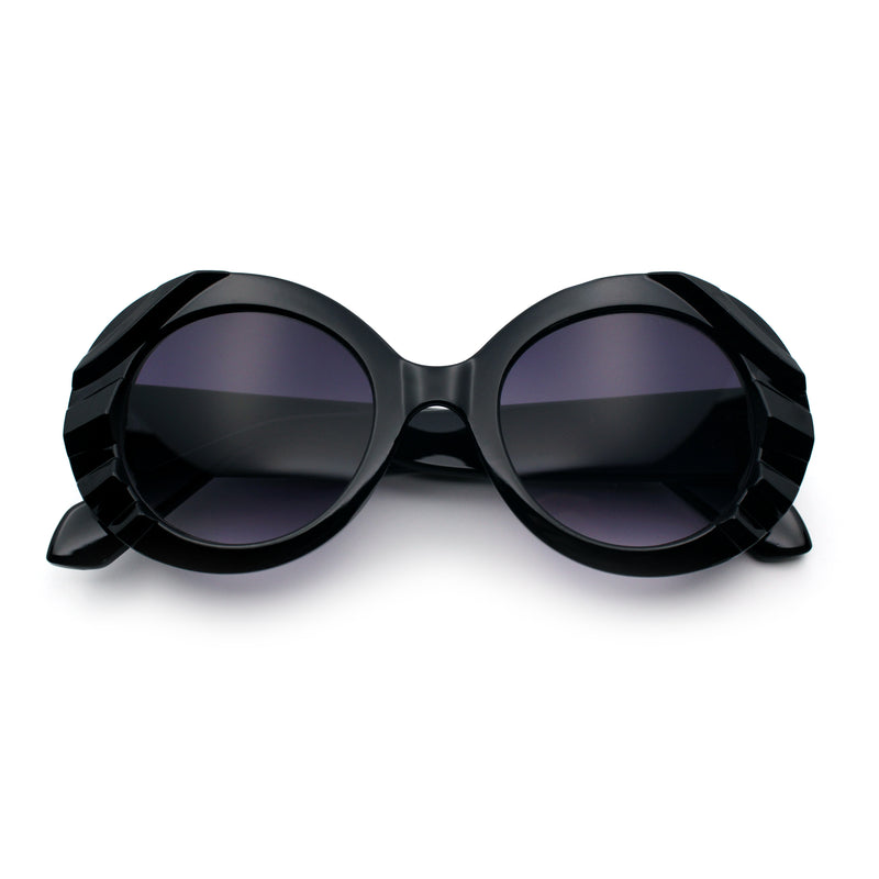 Womens Classy Mod Round Clout Thick Bevel Deco Plastic Retro Sunglasses