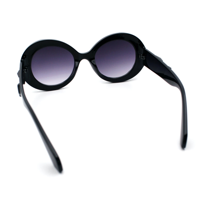 Womens Classy Mod Round Clout Thick Bevel Deco Plastic Retro Sunglasses