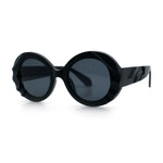 Womens Classy Mod Round Clout Thick Bevel Deco Plastic Retro Sunglasses