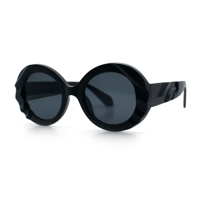 Womens Classy Mod Round Clout Thick Bevel Deco Plastic Retro Sunglasses