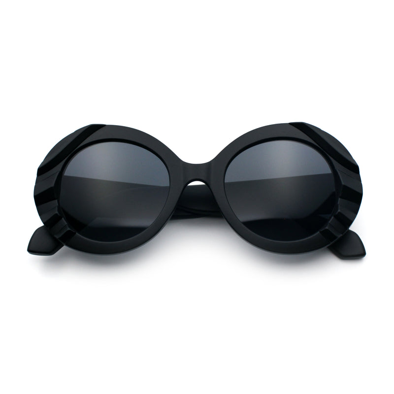 Womens Classy Mod Round Clout Thick Bevel Deco Plastic Retro Sunglasses