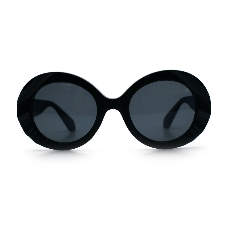 Womens Classy Mod Round Clout Thick Bevel Deco Plastic Retro Sunglasses