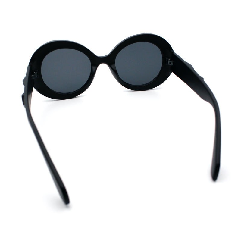 Womens Classy Mod Round Clout Thick Bevel Deco Plastic Retro Sunglasses