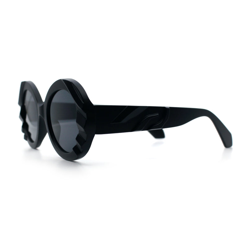 Womens Classy Mod Round Clout Thick Bevel Deco Plastic Retro Sunglasses