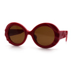 Womens Classy Mod Round Clout Thick Bevel Deco Plastic Retro Sunglasses
