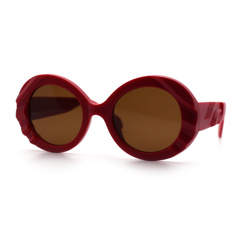 Womens Classy Mod Round Clout Thick Bevel Deco Plastic Retro Sunglasses