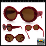 Womens Classy Mod Round Clout Thick Bevel Deco Plastic Retro Sunglasses