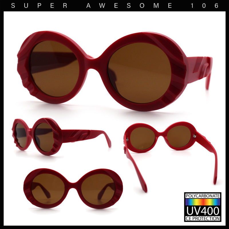 Womens Classy Mod Round Clout Thick Bevel Deco Plastic Retro Sunglasses