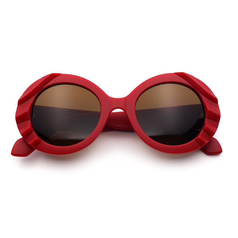 Womens Classy Mod Round Clout Thick Bevel Deco Plastic Retro Sunglasses