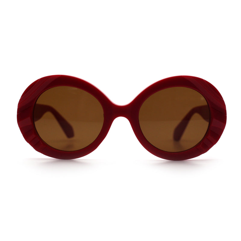 Womens Classy Mod Round Clout Thick Bevel Deco Plastic Retro Sunglasses