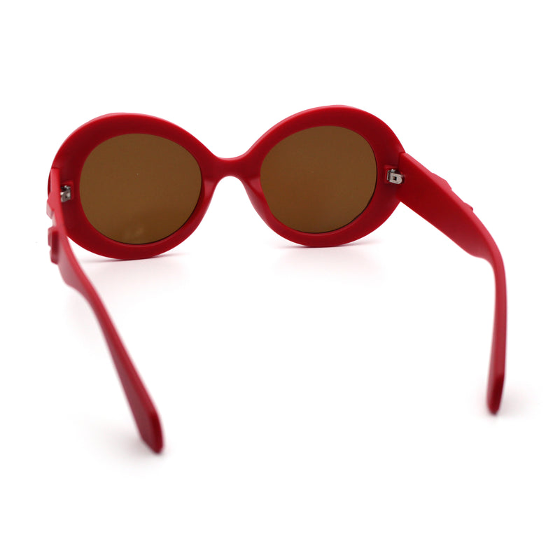 Womens Classy Mod Round Clout Thick Bevel Deco Plastic Retro Sunglasses