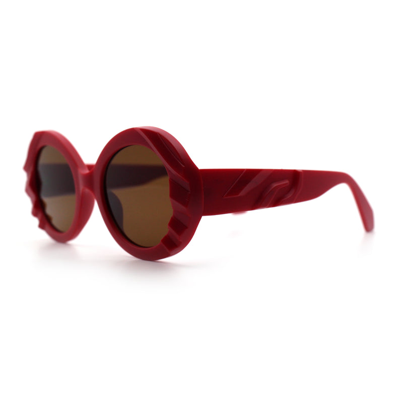 Womens Classy Mod Round Clout Thick Bevel Deco Plastic Retro Sunglasses
