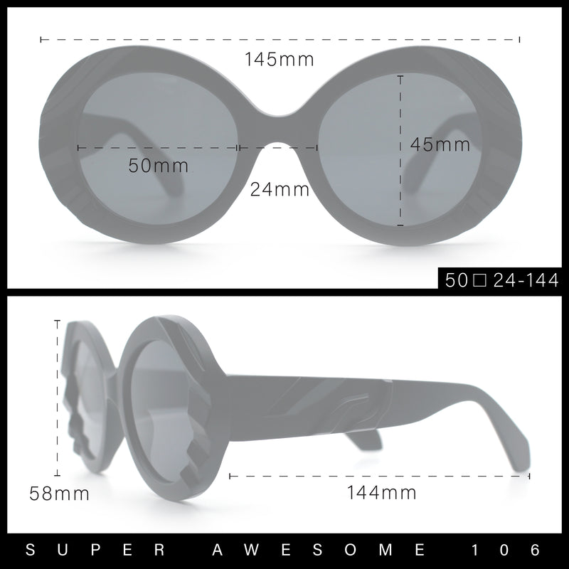 Womens Classy Mod Round Clout Thick Bevel Deco Plastic Retro Sunglasses