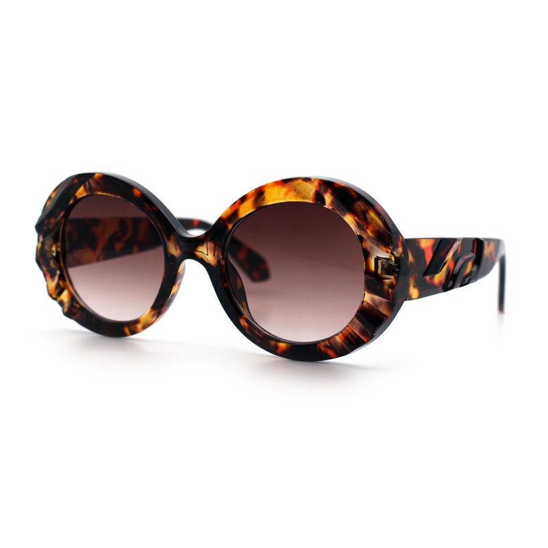 Womens Classy Mod Round Clout Thick Bevel Deco Plastic Retro Sunglasses