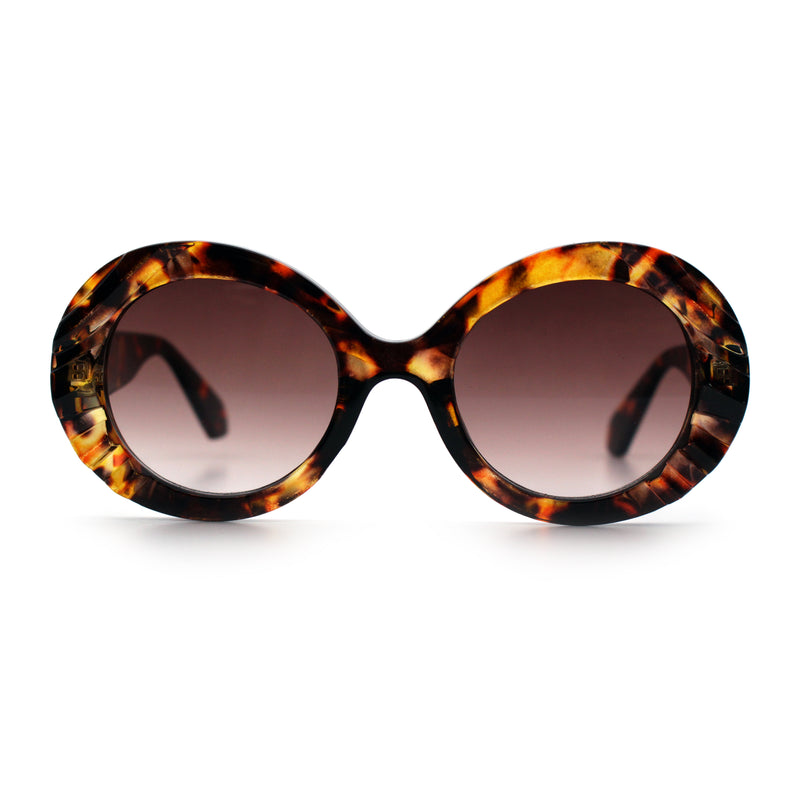 Womens Classy Mod Round Clout Thick Bevel Deco Plastic Retro Sunglasses