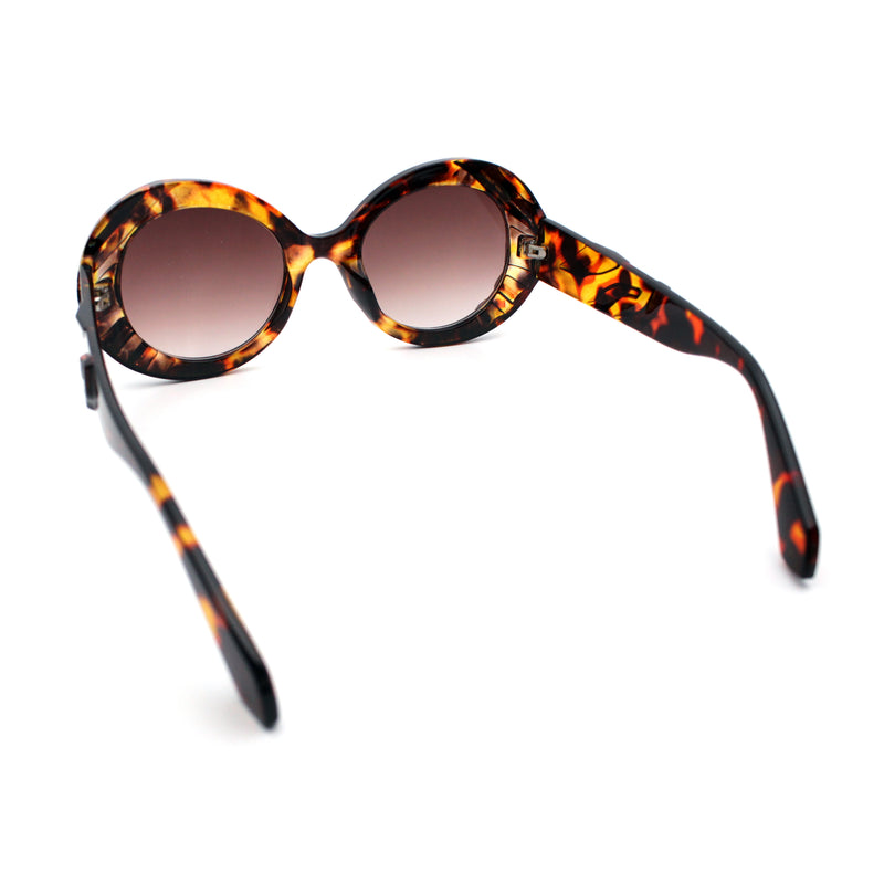 Womens Classy Mod Round Clout Thick Bevel Deco Plastic Retro Sunglasses